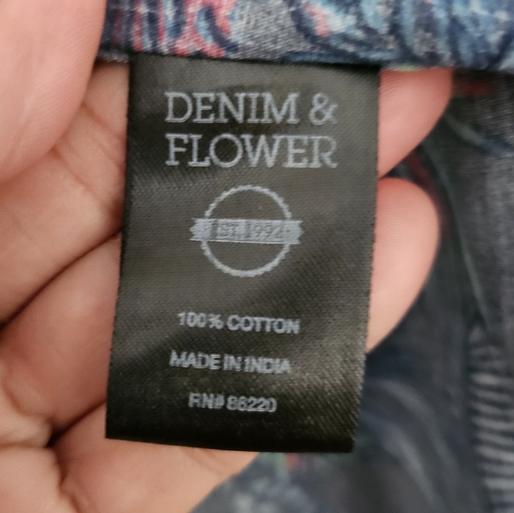 Demin & Flower Men's Blue Slim Fit Tropical Floral size XL. - Picture 8 of 13